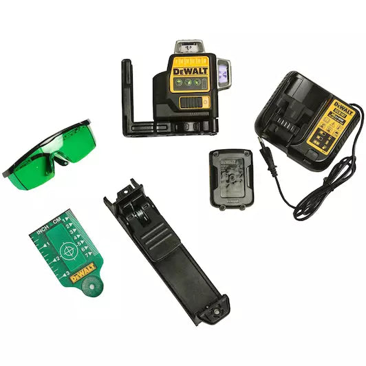 DeWALT DCE089D1G 10.8V Li-Ion accu zelfnivellerende 3x 360 graden multilijnlaser set (1x 2.0Ah accu) in koffer - 3 lijnen - 30m - groen