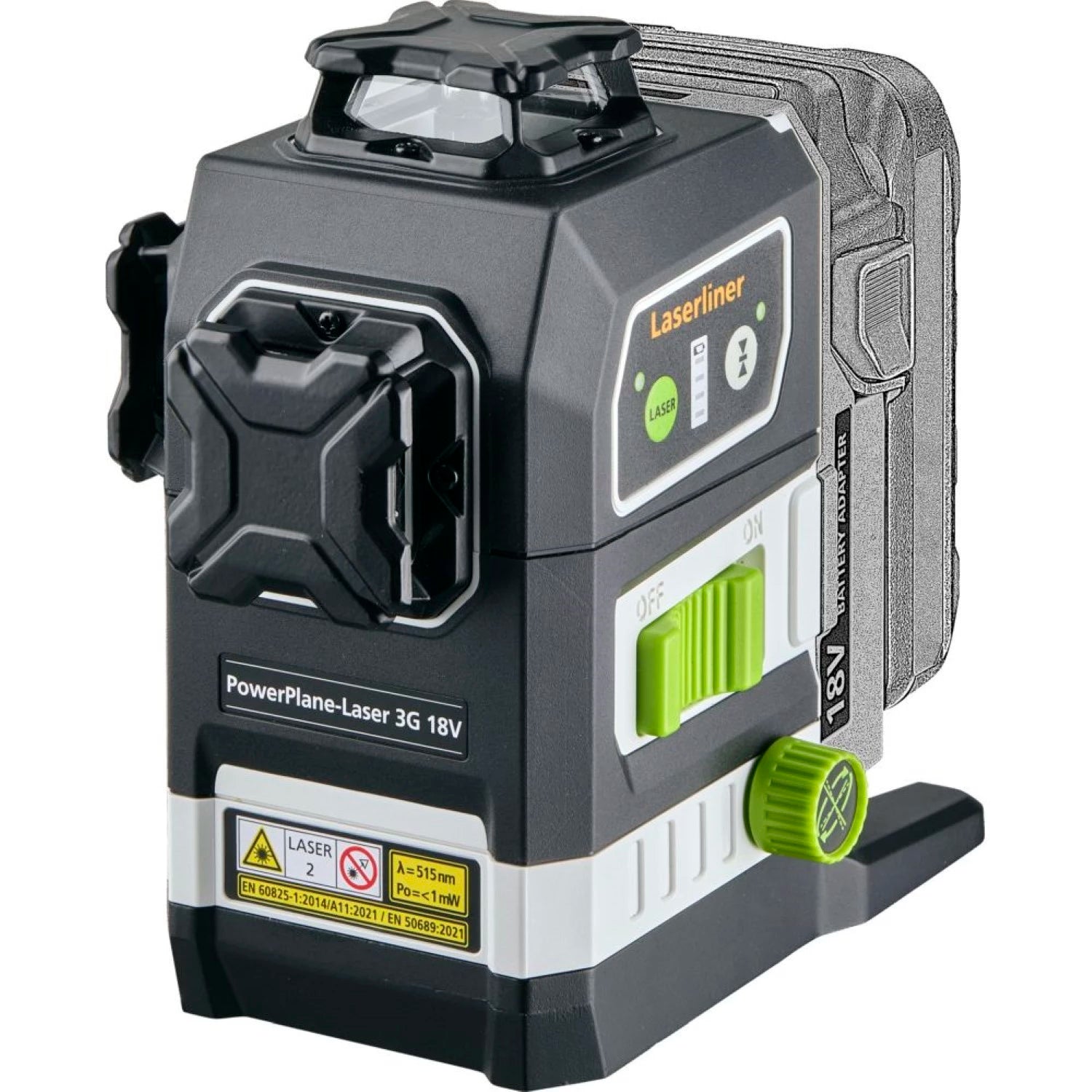 Laserliner PowerPlane-Laser 3G Multi-18V Kruislijnlaser in L-Boxx - 3 lijnen - groen - 60m - IP54