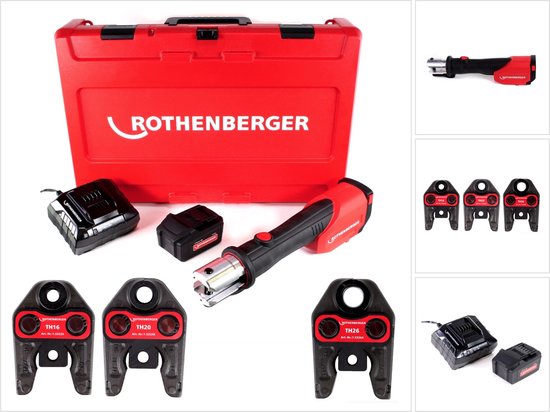 Rothenberger Romax 4000 18V Li-ion accuperstang set (1x 4.0Ah accu) incl. TH16-20-25 persbekken in koffer
