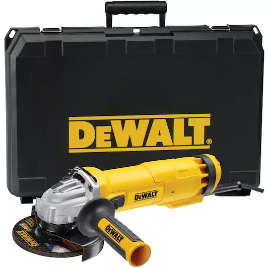 DEWALT DWE4237K-QS 1400W Haakse slijper 125mm met schuifschakelaar en herstartbeveiliging