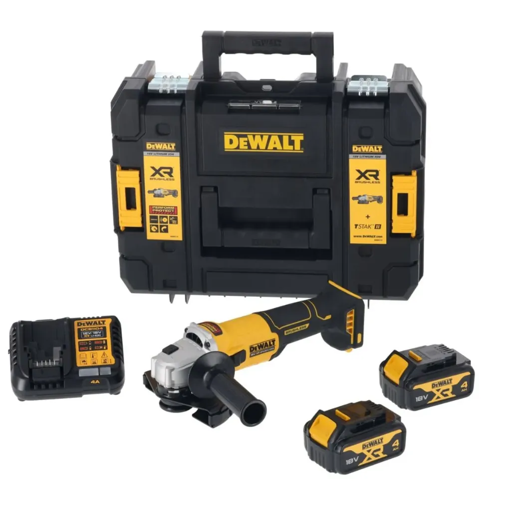 DEWALT DCG407M2T-QW 18V XR 125mm Haakse Slijper (schuifschakelaar) - 2x 4.0Ah Accu in TSTAK