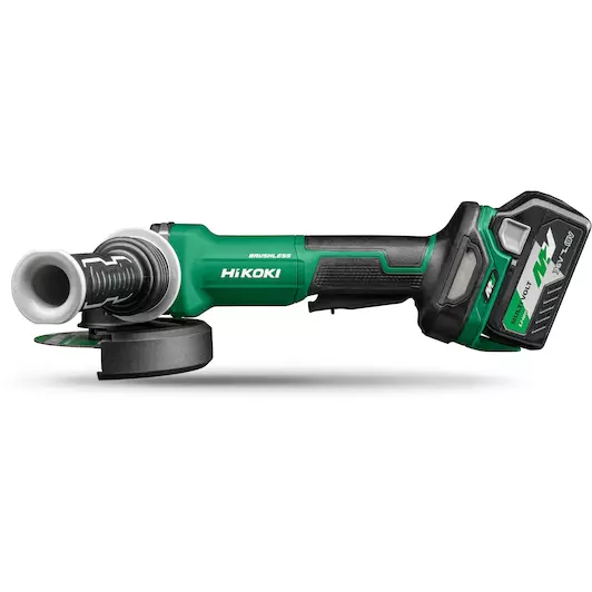 Hikoki ( G3613DFWQZ ) G3613DF WQZ ACCU HAAKSE-SLIJPMACHINE 36V, BL, 125MM, DODEMANSSCHAKELAAR, REM, 2x MV-A [36V 2,5Ah/18V 5,0Ah] in HSC II