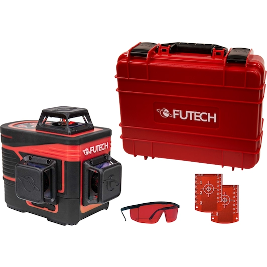 [5420073804773] FUTECH Multicross 3D Compact kruislijnlaser rood 1H/2V in koffer (1x 2,6Ah accu + lader) - 035.3DR