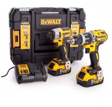 DeWALT DCK266P2T 18V Li-ion XR accu klopboor-/schroefmachine & accu slagschroevendraaier combiset (2 x 5.0Ah+lader) in TSTAK - koolborstelloos