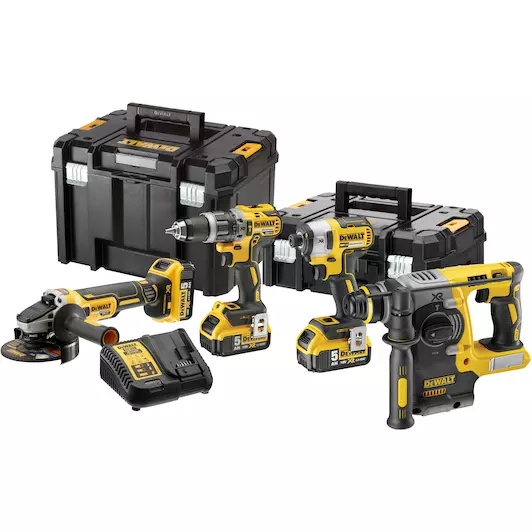 [5035048716557] DeWALT DCK422P3T 18V Li-ion XR accu 4-delige combiset (3x 5.0Ah) in 2 TSTAK koffers