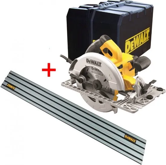 DeWALT DWE576K Cirkelzaag in koffer - 1600W - 190mm + DeWALT DWS5022 geleiderail - 1500mm