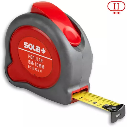 [9002719012146] Sola 50024301 Popular  PP 5 m Rolbandmaat, 19mm EG-klasse 2, met riemclip, VE 6 stuks