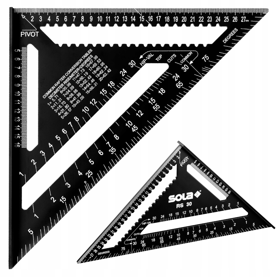 [9002719043577] Sola 56160201 RS 30 Metrische winkelhaak 30cm, zwart, gecoat