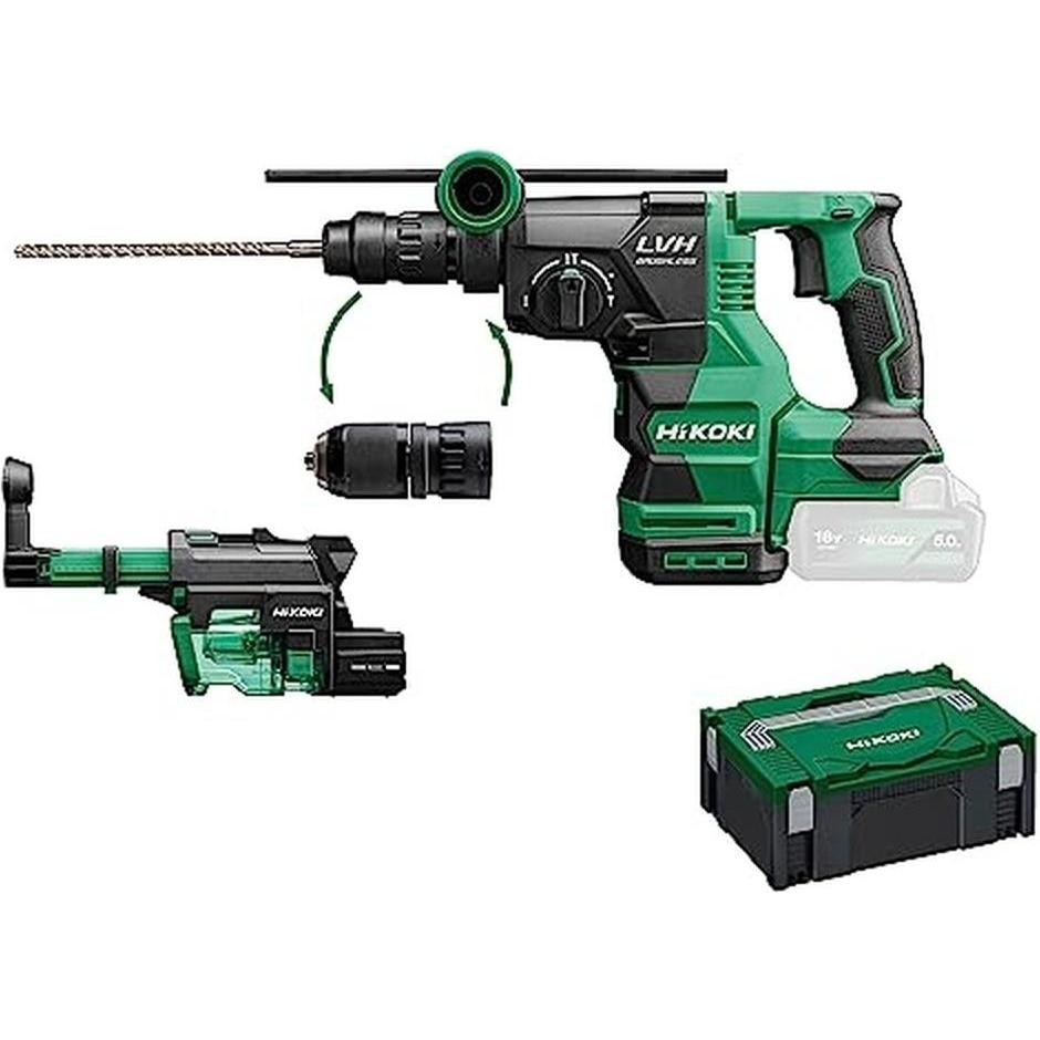 [4966376406029] Hikoki ( DH1826DCW3Z ) DH1826DC W3Z ACCU BOOR-BREEKHAMER SDS PLUS 18V, BL, 3,2J, MV, EXCLUSIVE in HSC IV, incl. verwisselbare boorhouder, incl. stofafzuigunit