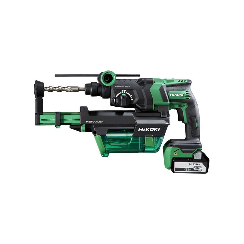 [4966376336500] Hikoki ( DH18DPCWUZ ) DH18DPC WUZ ACCU BOOR-BREEKHAMER SDS PLUS 18V, PISTOOLMODEL, BL, 3,2J, MV, 2x 5,0Ah in HSC IV incl. stofafzuigunit