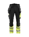 Blåkläder/High Vis werkbroek 4-weg stretch met gereedschapszakken/1125/Zwart/High Vis Geel
