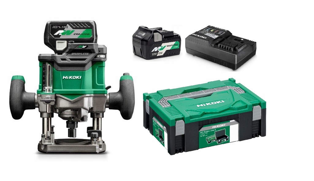 [4966376336005] Hikoki ( M3612DAWPZ ) M3612DA WPZ ACCU BOVENFREESMACHINE 36V, BL, 6-8-12MM, 2x MV-A [36V 2,5Ah/18V 5,0Ah] in HSC IV