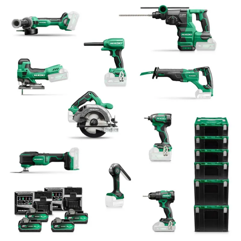 [8717574074147] Hikoki ( KC18H10A-MVA4 ) KC18H10A-MVA4 COMBO, DS18DE, WH18DE, G1813DA, CJ18DB, C1806DA, CR18DBL, DH1826DA , CV18DA, RA18DA, UB18DJL, 2x UC18YSL3, 4x BSL36A18X, 3x HSCII, 1x HSCIII + 2x HSCIV