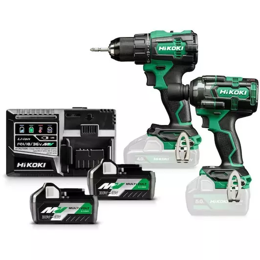 [4966376413669] Hikoki ( KC18DEWJZ ) KC18DE WJZ, DS18DE ACCU BOOR-SCHROEFMACHINE 70 Nm en WR18DH  ACCU MOERAANZETTER 1/2" 18V, BL, 380 Nm, IP56, MV, 2x MV-A [36V 2,5Ah/18V 5,0Ah] in HSC III