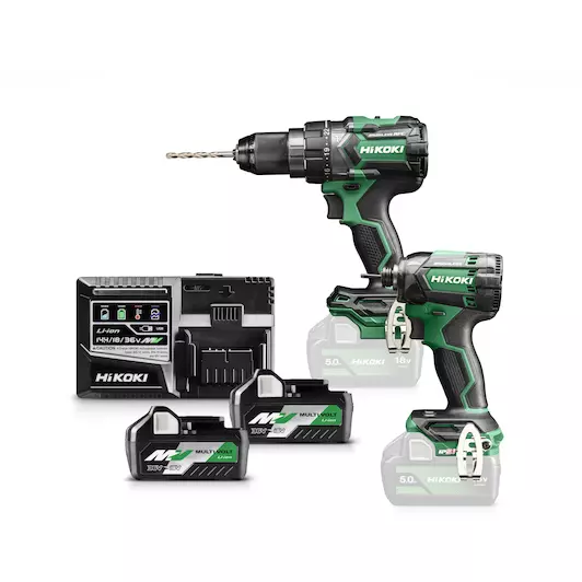 [4966376406258] Hikoki ( KC18DCWBZ ) KC18DC WBZ, DV18DC ACCU KLOP-BOOR-SCHROEFMACHINE 140 Nm en WH18DC SLAGSCHROEVENDRAAIER 1/4" 18V, BL, 210 Nm, IP56, MV, 2x MV-A [36V 2,5Ah/18V 5,0Ah] in HSC III