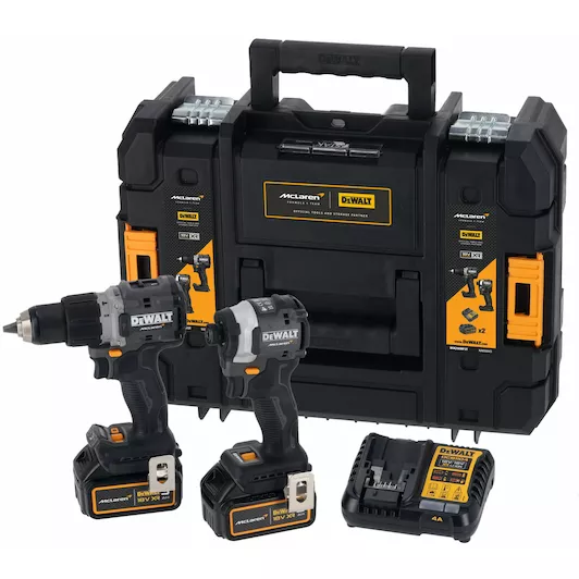 [5054905326760] DEWALT DCK200MP2T-QW 18V XR McLaren accu-machineset 2-delig in TSTAK (2x 5,0Ah accu + lader)