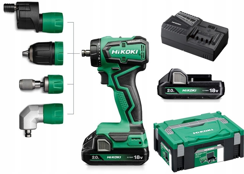 Hikoki ( DS18DDQWRZ ) DS18DDQ WRZ ACCU BOOR-SCHROEFMACHINE SMARTFIT 18V, BL, 55Nm, MV, 2X 2.0Ah in HSC II