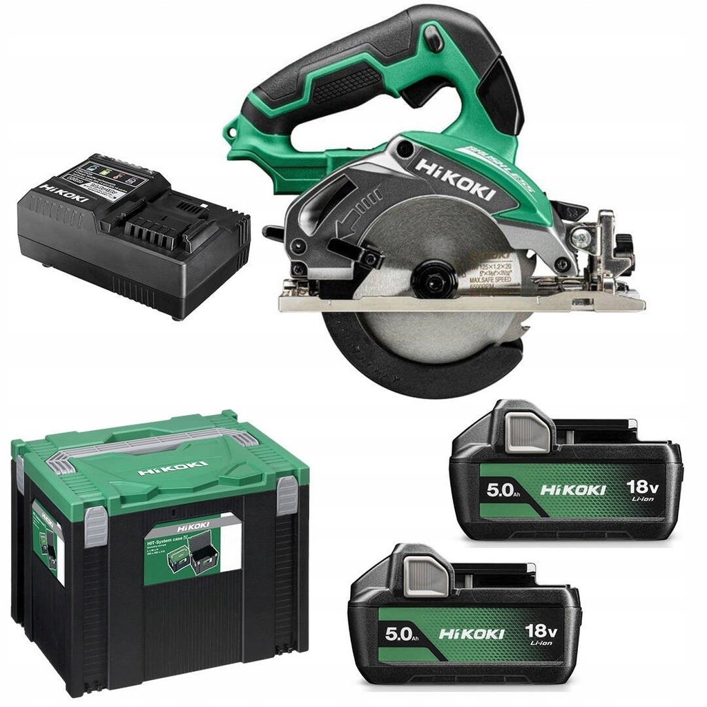[4966376414963] Hikoki C1805DA ( C1805DAWRZ ) C1805DA WRZ ACCU CIRKELZAAG 18V, BL, 125MM, ZAAGDIEPTE 47MM, MV, 2x 18V 5,0Ah in HSC IV