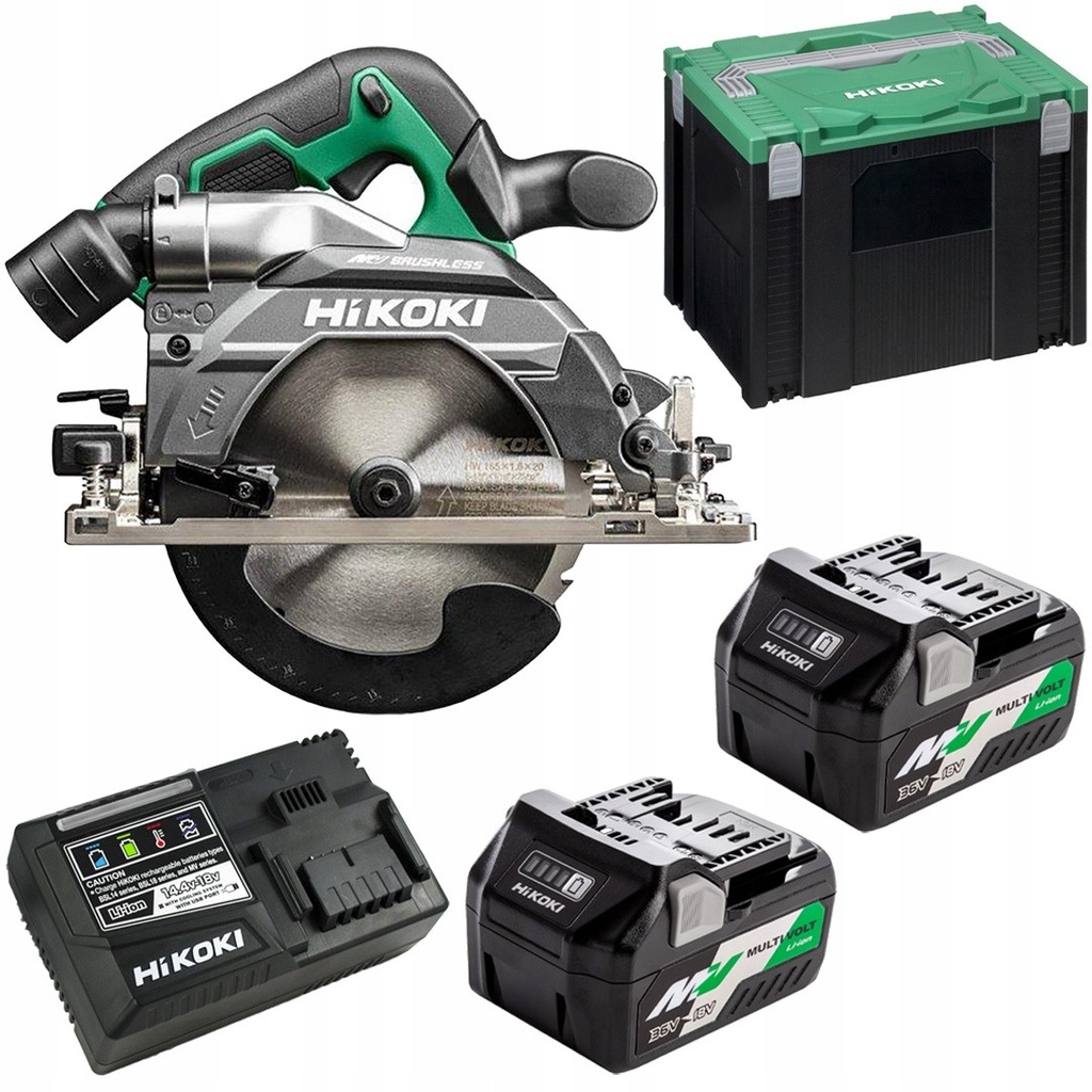 [4966376412747] Hikoki C3607DB ( C3607DBWRZ ) C3607DB WRZ ACCU CIRKELZAAG 36V, BL, 190MM, ZAAGDIEPTE 66MM, AS 30MM, MV, past op GR,  2x MV-A [36V 2,5Ah/18V 5,0Ah] in HSC IV