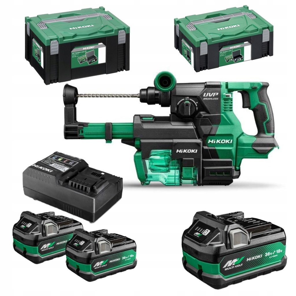 Hikoki DH3628DA ( DH3628DAWEZ ) DH3628DA WEZ ACCU BOOR-BREEKHAMER SDS PLUS 36V, BL, 3,2J, MV, RFC, 2x MV-A [36V 2,5Ah/18V 5,0Ah] in HSC IV, incl. stofafzuigunit