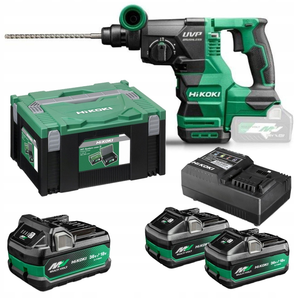 [4966376405763] Hikoki DH3628DC ( DH3628DCW4Z ) DH3628DC W4Z  ACCU BOOR-BREEKHAMER SDS PLUS 36V, BL, 3,2J, MV, RFC, incl. verwisselbare boorhouder, EXCLUSIVE in DOOS