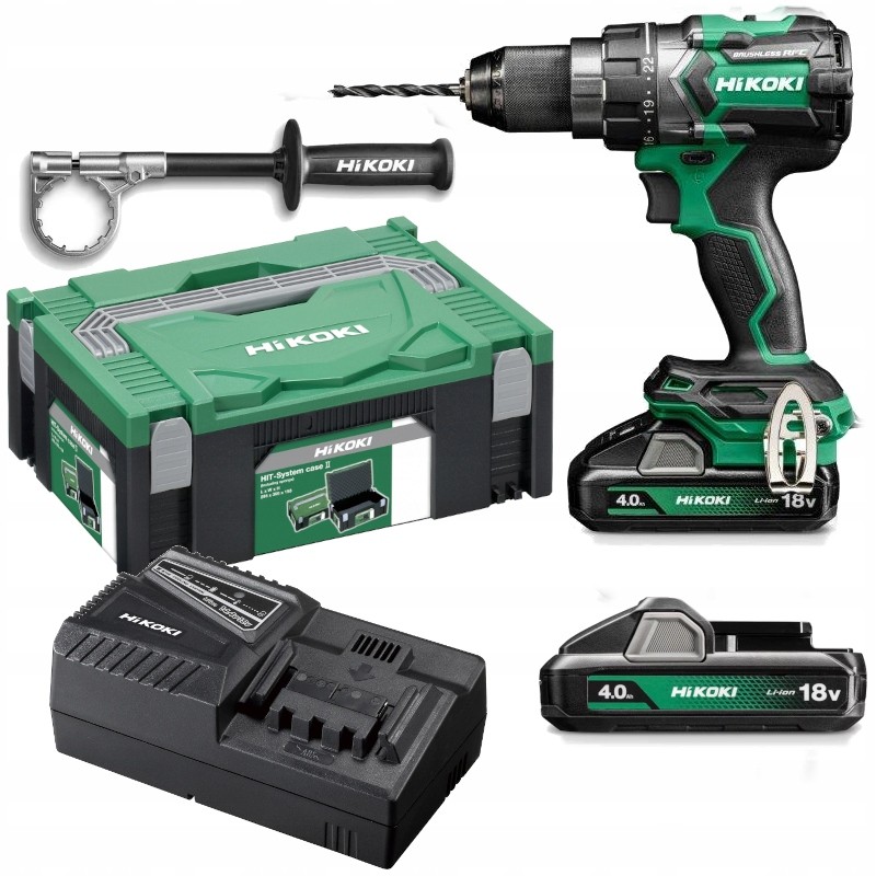 Hikoki DS18DC ( DS18DCWHZ ) DS18DC WHZ ACCU BOOR-SCHROEFMACHINE 18V, BL, 140 Nm, MV, RFC, 2x 18V 4,0Ah in HSC II