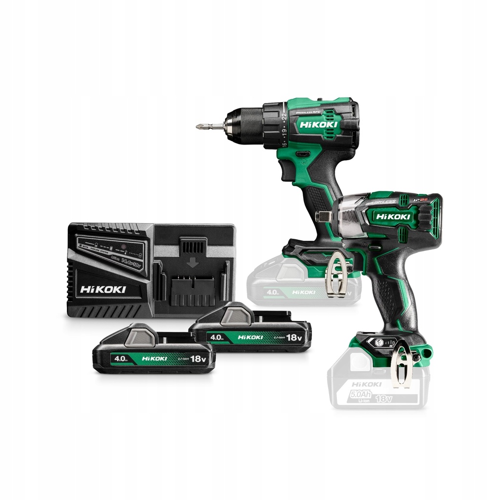 Hikoki DS18DE ( KC18DEWAZ ) KC18DE WAZ, DS18DE ACCU BOOR-SCHROEFMACHINE 70 Nm en WH18DE SLAGSCHROEVENDRAAIER 1/4" 18V, BL, 172 Nm, MV, 2x MV-A [36V 2,5Ah/18V 5,0Ah] in HSC III