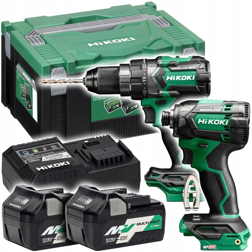 [4966376406258] Hikoki DV18DC ( KC18DCWBZ ) KC18DC WBZ, DV18DC ACCU KLOP-BOOR-SCHROEFMACHINE 140 Nm en WH18DC SLAGSCHROEVENDRAAIER 1/4" 18V, BL, 210 Nm, IP56, MV, 2x MV-A [36V 2,5Ah/18V 5,0Ah] in HSC III