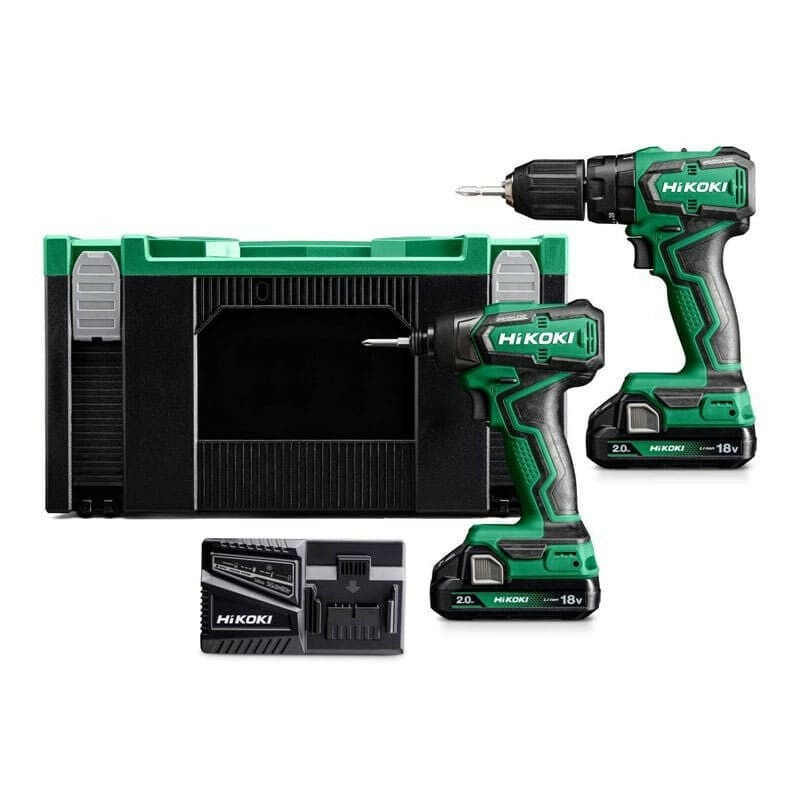 Hikoki DV18DD ( KC18DDWGZ ) KC18DD WGZ, DV18DD ACCU KLOP-BOOR-SCHROEFMACHINE 55Nm en WH18DD ACCU SLAGSCHROEVENDRAAIER 18V, BL, 140Nm, MV, 2X 2.0Ah, in HSC III