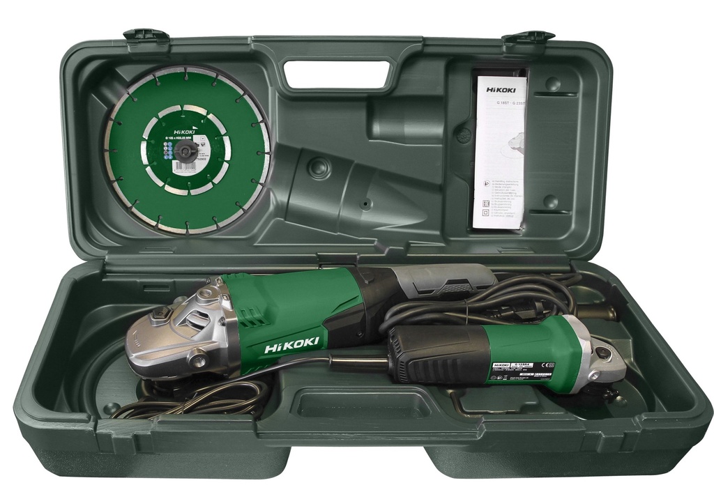[8717574061727] Hikoki G23SW2 ( G23SW2CPZ ) G23SW2 CPZ G13SR4 125MM + G23SW2 230MM HAAKSE SLIJPMACHINESET incl. DIAMANTBLADEN in KUNSTSTOF KOFFER