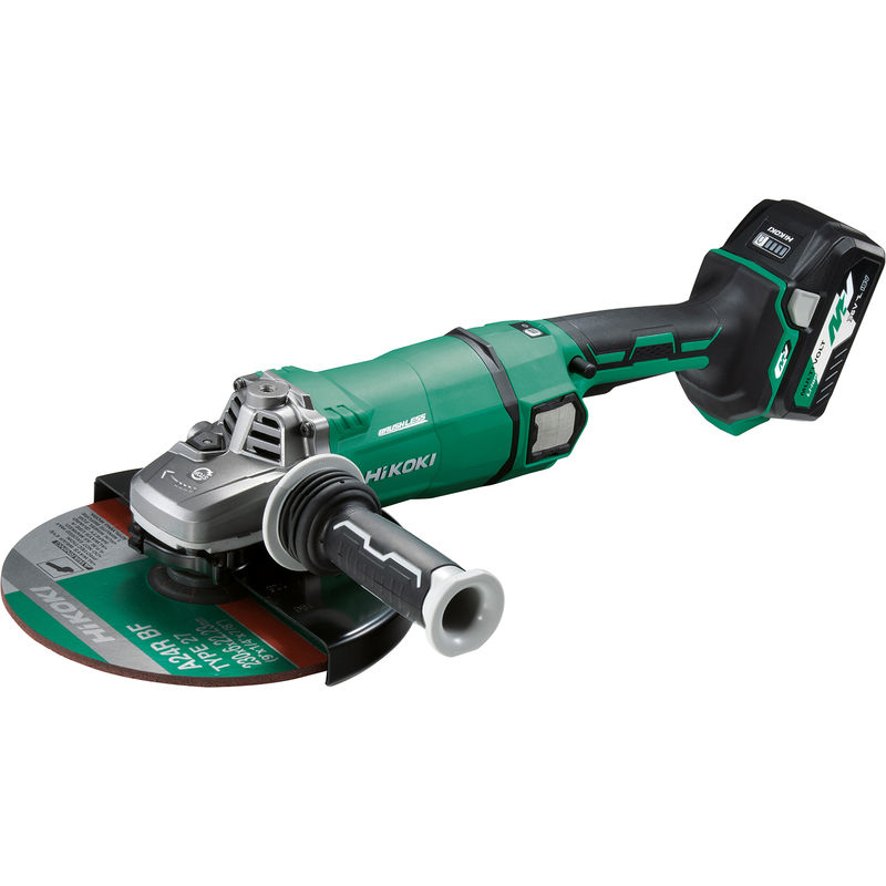 [4966376326587] Hikoki G3623DA ( G3623DAWGZ ) G3623DA WGZ ACCU HAAKSE-SLIJPMACHINE 36V, BL, 230MM, DODEMANSSCHAKELAAR, REM, 2x MV-B [36V 4,0Ah/18V 8,0Ah] in KUNSTSTOF KOFFER