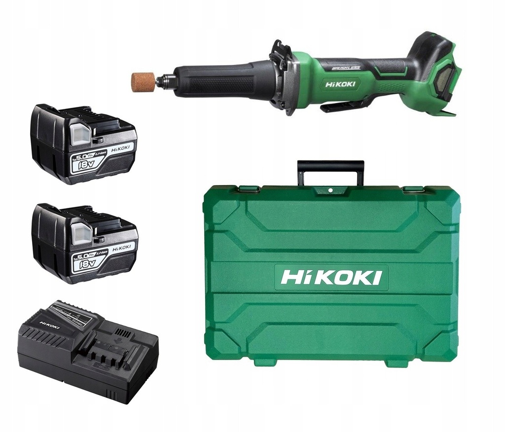 [4966376337415] Hikoki GP18DB ( GP18DBWGZ ) GP18DB WGZ ACCU RECHTE SLIJPMACHINE 18V, BL, 7000 -29000tr, REM, DODEMANSSCHAKELAAR, MV, 2x 5,0Ah in KUNSTSTOF KOFFER