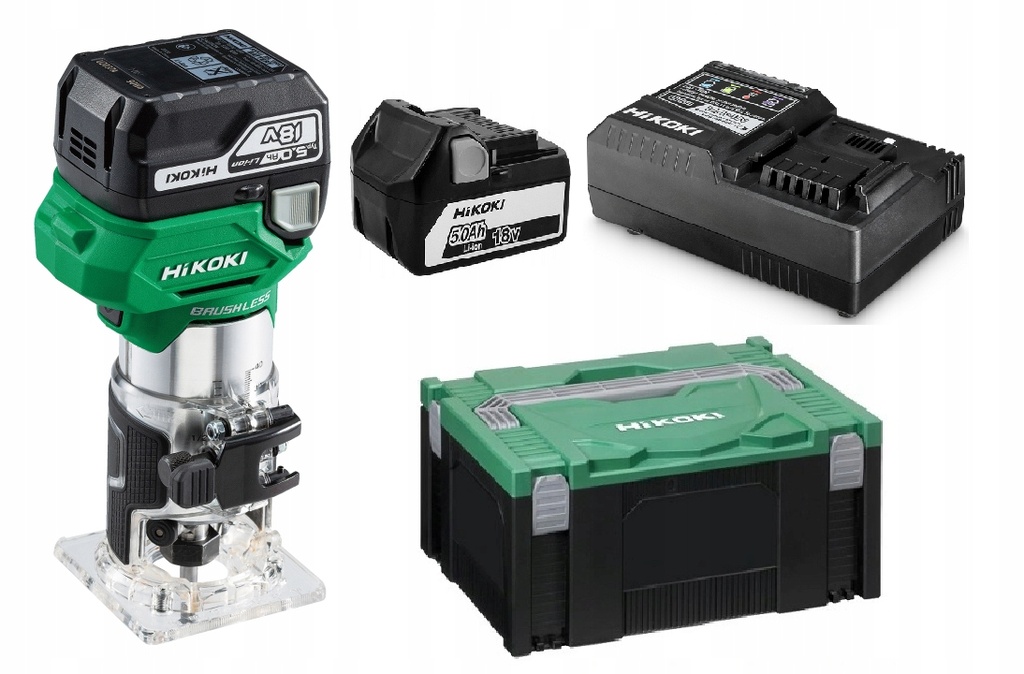 [4966376336180] Hikoki M1808DA ( M1808DAWPZ ) M1808DA WPZ ACCU KANTENFREESMACHINE 18V, 6-8MM, MV, 2x 18V 5,0Ah in HSC III
