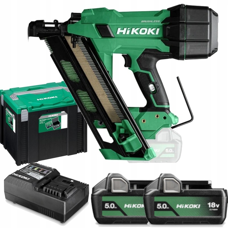 [4966376415977] Hikoki NR1890DCA ( NR1890DCAWQZ ) NR1890DCA  ACCU SPIJKERAPPARAAT 18V, BL, D34-90 nagels, MV, 2X 5.0Ah in HSC IV