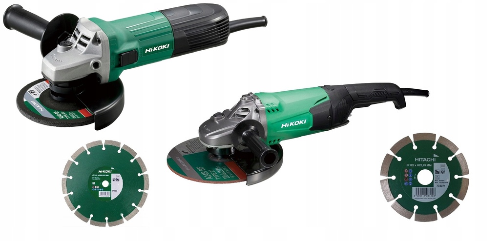 [4966376335329] Hikoki KG23SA YBZ G13STA 125MM + G23ST 230MM HAAKSE SLIJPMACHINESET incl. DIAMANTBLADEN in DOOS