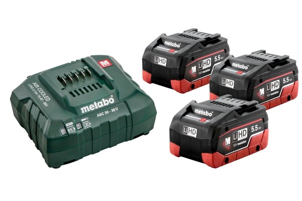[4007430287946] Metabo 685074000 Basic - Set 3 x 5.5Ah LiHD, ASC 145 Batterij Basic - Set 3 x 5.5Ah LiHD, ASC 145