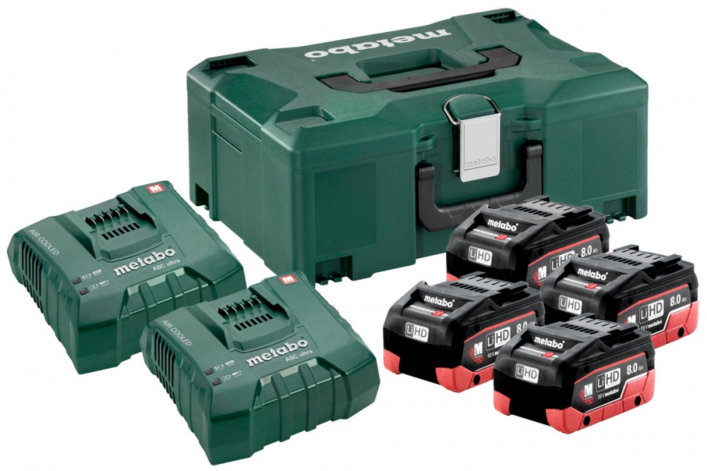 [4007430334923] Metabo 685135000 Basic-Set 4 x LiHD 8,0Ah + ASC 145 Duo + mB Batterij Basic-Set 4 x LiHD 8,0Ah + ASC 145 Duo + mB
