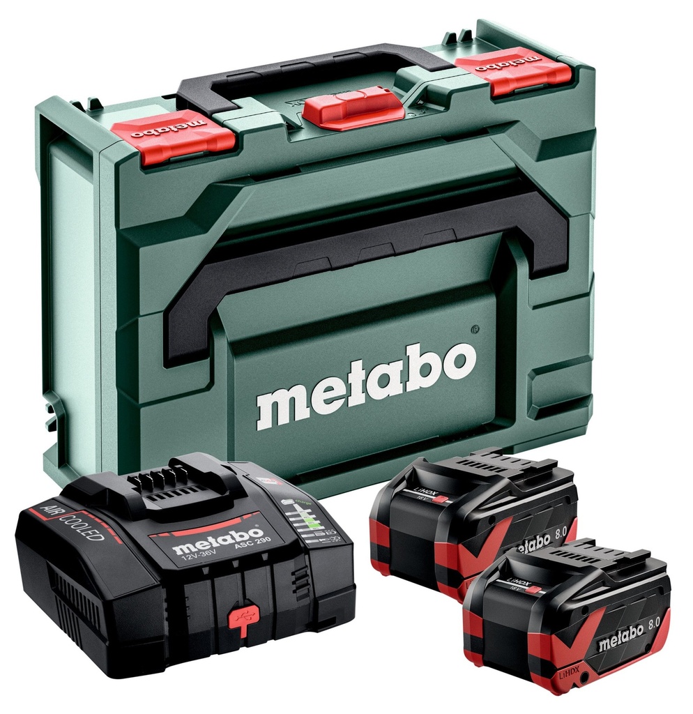 [4061792262232] Metabo 685305000 Basic-Set 2 x LiHDX 8,0 Ah, ASC 290, metaBOX 145 Batterij Basic-Set 2 x LiHDX 8,0 Ah, ASC 290, metaBOX 145