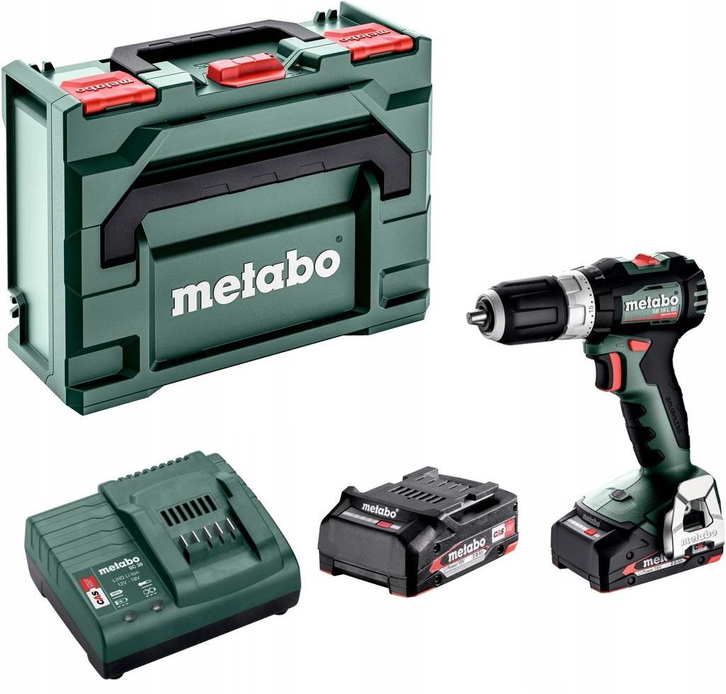 [4061792245945] Metabo 613157500 SB 18 L BL Accu-klopboormachine, 18V 2x2Ah Li-Power; Lader SC 30; metaBOX 145 18v Brushless