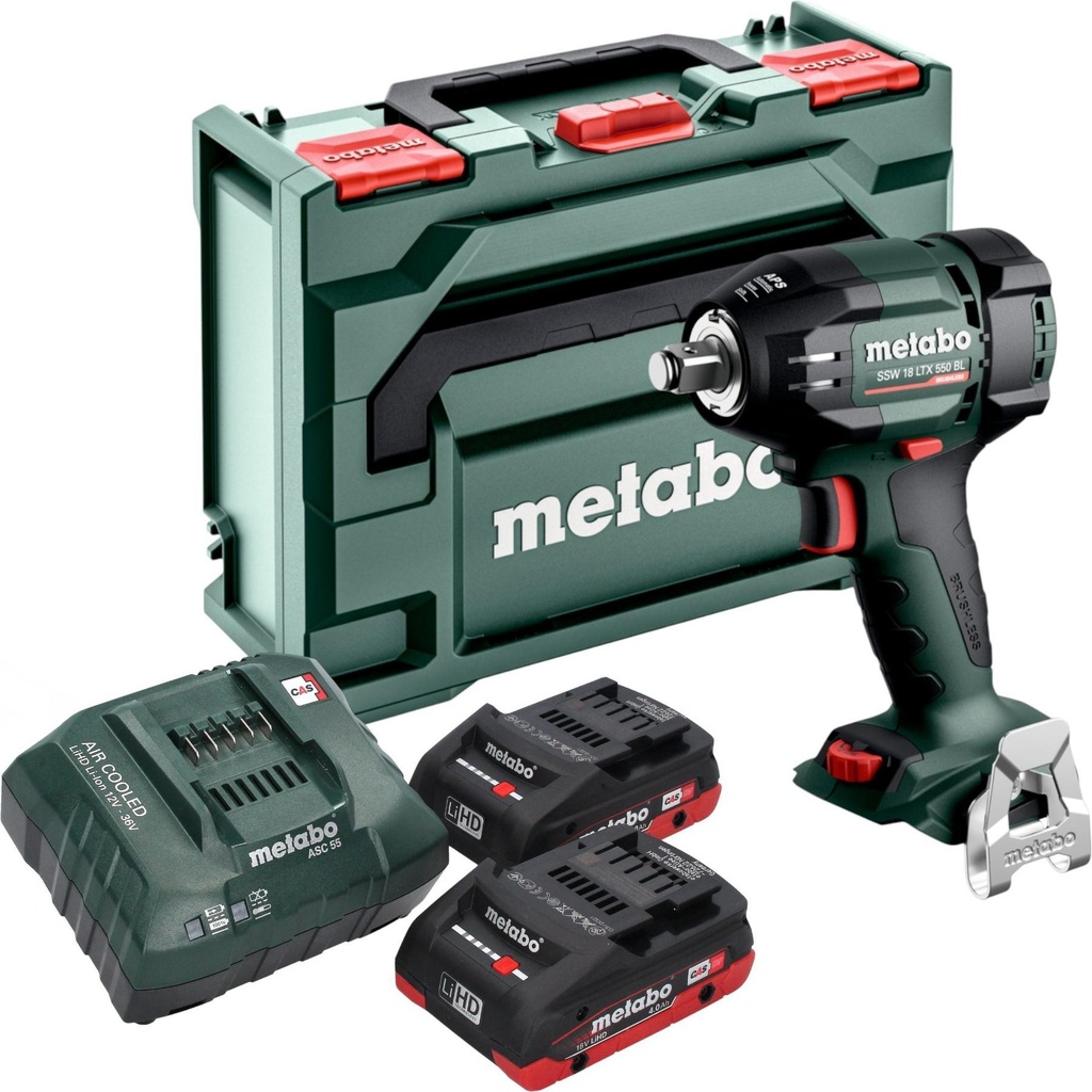 [4061792275485] Metabo 602404800 SSW 18 LTX 550 BL Accu-slagschroevendraaier/-slagmoersleutel; 18V 2x4Ah LiHD; Lader ASC 55; metaBOX 145 18v Brushless
