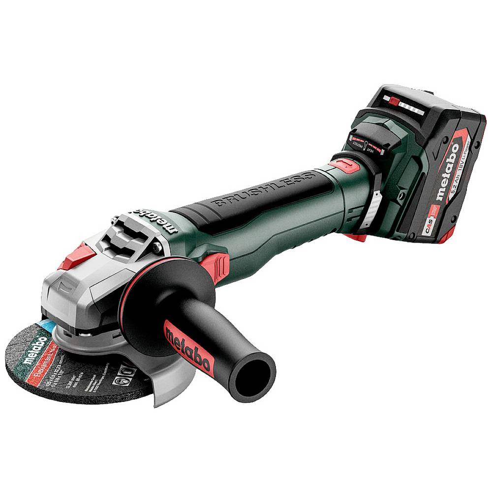 Metabo 613054650 WB 18 LT BL 11-125 Quick Accu-haakse slijper; 18V 2x5.2Ah Li-Power; Lader ASC 55; metaBOX 165 L; met rem, snelspanmoer 18v Brushless