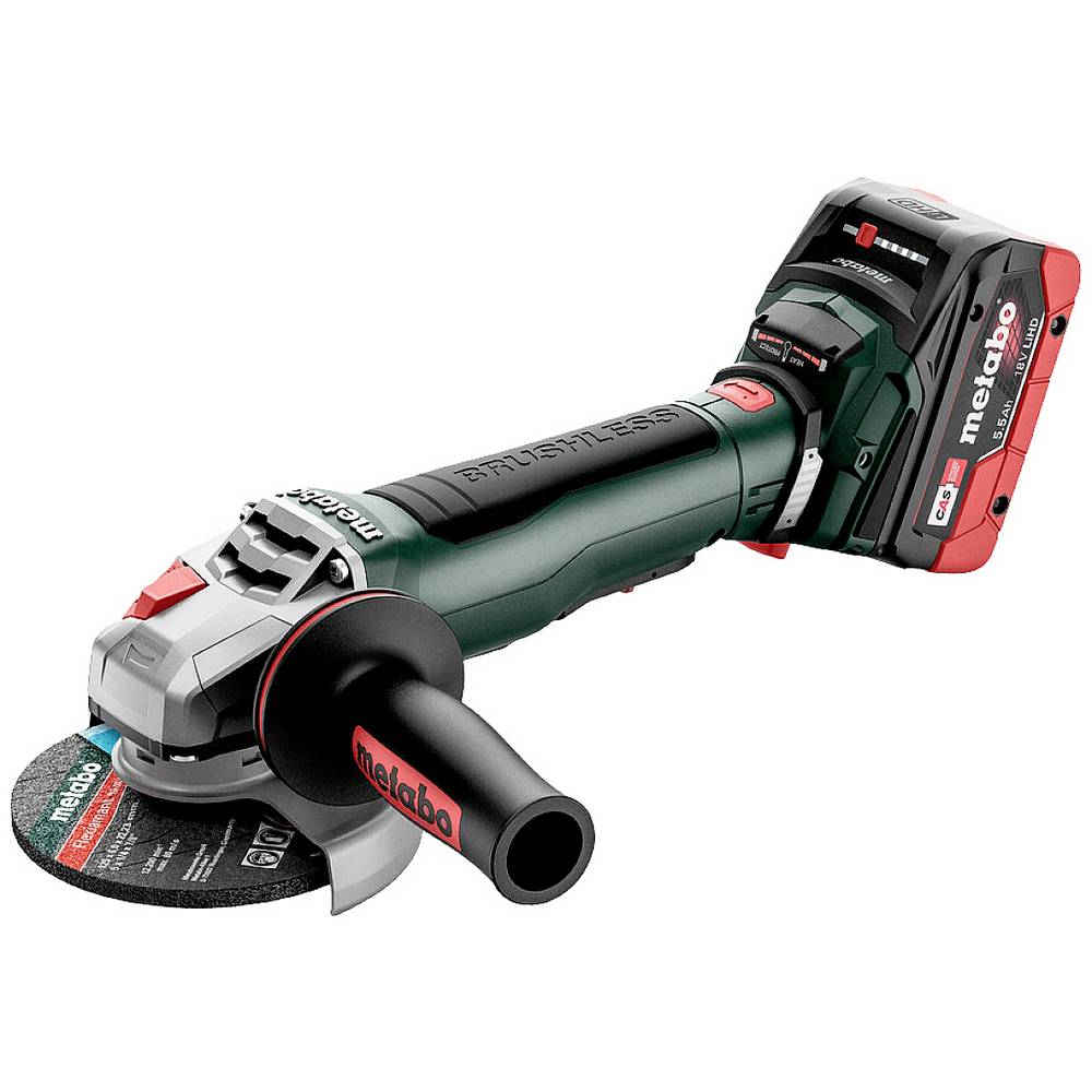 [4061792206915] Metabo 613059660 WPB 18 LT BL 11-125 Quick Accu-haakse slijper; 18V 2x5.5Ah LiHD; Lader ASC 145; metaBOX 165 L; met rem, snelspanmoer 18v Dodemansschakelaar