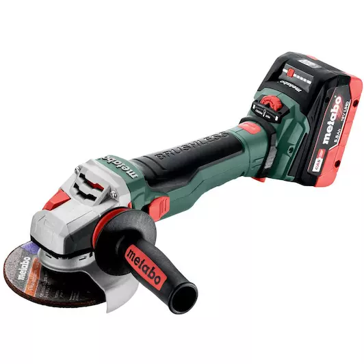 Metabo 601731660 WVB 18 LTX BL 15-125 Quick Accu-haakse slijper; 18V 2x5.5Ah LiHD; Lader ASC 145; metaBOX 165 L; met rem, met toerentalregeling, snelspanmoer 18v Variabele snelheid