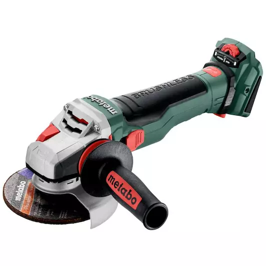 Metabo 601731840 WVB 18 LTX BL 15-125 Quick Accu-haakse slijper; 18V; metaBOX 165 L; met rem, met toerentalregeling, snelspanmoer 18v Variabele snelheid