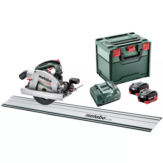 Metabo 691194810 KS 18 LTX 66 BL Set Accu-cirkelzaag; 18V 2x8Ah LiHD; Lader ASC 145; metaBOX 340; met geleiderail FS 160 18v Met geleiderail FS 160