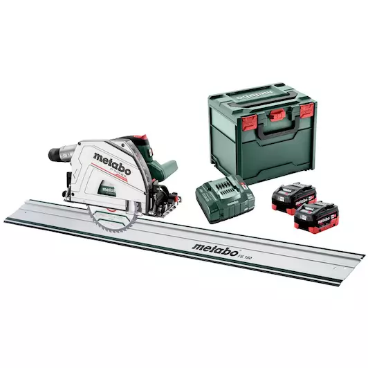 [4061792192478] Metabo 691172810 KT 18 LTX 66 BL Set Accu-invalcirkelzaag; 18V 2x8Ah LiHD; Lader ASC 145; metaBOX 340; met geleiderail FS 160 18v Met geleiderail FS 160