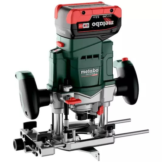 Metabo 601743660 OFV 18 LTX BL 12 Accu bovenfrees; 18V 2x 5,5Ah LiHD; Snellader ASC 145; metaBOX 340 18v