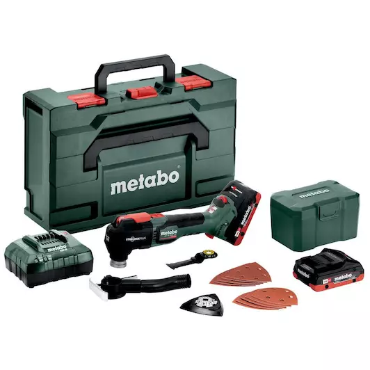 Metabo 613088800 MT 18 LTX BL QSL Accu-multitool; 18V 2x4Ah LiHD; Lader ASC 55; metaBOX 145 L 18v Met extra accessoires