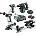 Metabo 685237000 Accu combo set 18V : pack 6 machines in metaBOX; SB 18 LTX BL I + SSD 18 LT 200 BL + KH 18 LTX BL 24 + WB 18 LT BL 11-125 Quick + KS 18 LTX 57 BL + ST 18 LT 130 BL; 2x accu 18 V LiHD 5,5 Ah; snellader ASC 145 18v Brushless