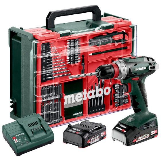 [4061792249516] Metabo 602217710 BS 18 Quick Set accu-boorschroefmachine, 18V 2x2Ah Li-Power; Lader SC 30; Kunststof koffer; Mobiele werkplaats 18v Met 74 accessoires